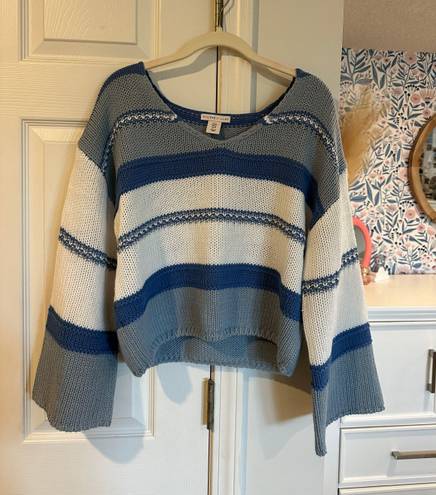 Sincerely Jules blue striped v neck sweater