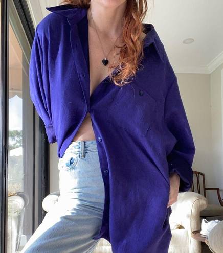 American Vintage Oversized Purple Suede Like Button Up