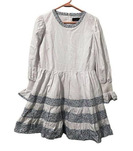 Tuckernuck  Pomander Place Floral Tiered Fran Mini Dress White Size S Long Sleeve