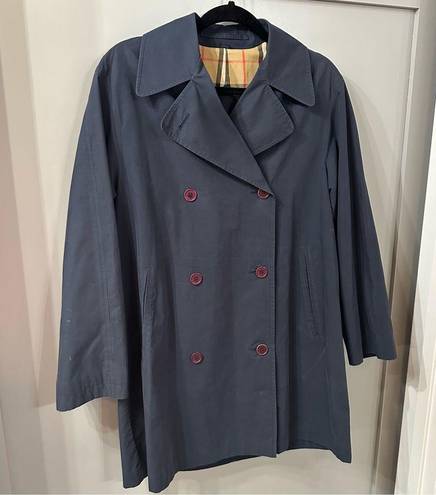 Burberry Vintage  Trench Coat Burberrys’ Navy Blue Trench Coat Button Up Size XS