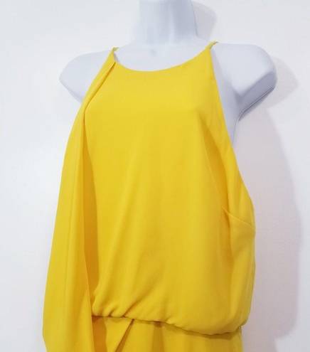 Halston Heritage  Yellow Draped Dress Asymmetrical Cocktail Dress