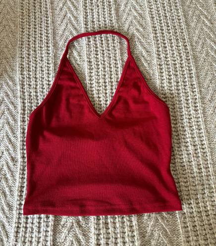 Red V Neck Halter Tank