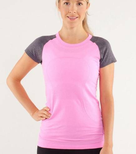 Lululemon - Swiftly Tech Short Sleeve Crew Pink Grey Running Training Gym Yoga