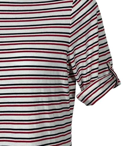 Tommy Hilfiger Tommy Hilfigure Red White and Navy Stripe Blouse Size Medium