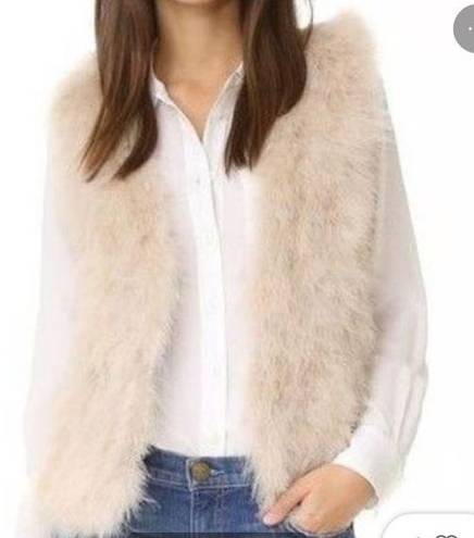 Club Monaco  VIOLET MARABOU FEATHER VEST CREAM BLUSH WOMENS S BOHO CHIC ELEGANT