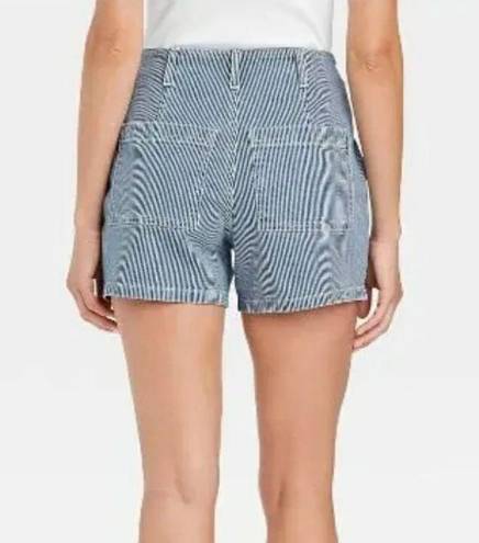 Universal Threads Universal Thread Women's High-Rise Cargo Midi Shorts -  Blue Striped 16 