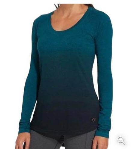 Calia by Carrie  Underwood Teal Ombre Flow Everyday Long Sleeve Tee Shirt XS