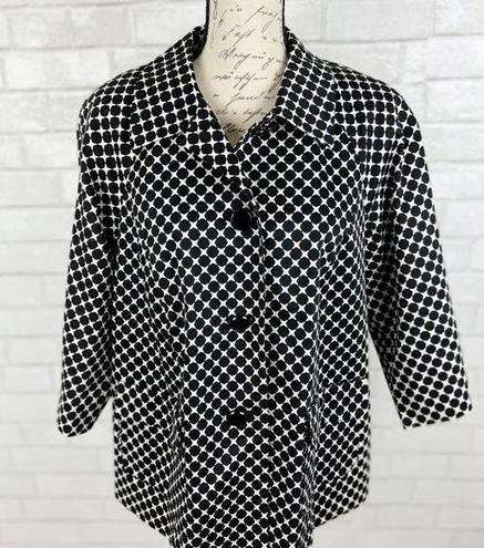 Talbots  Black & White Geometric Fully Lined Career Blazer Jacket Womens Size 12