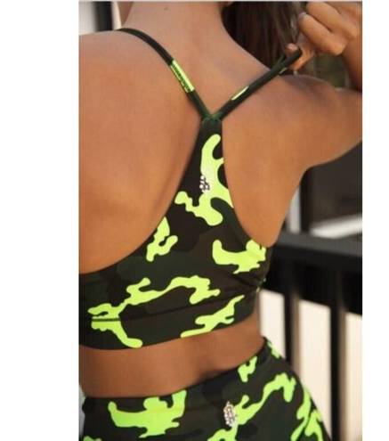 Free People  Bra Small Sports Brami Tide Is High Neon Camo Racerback FP Movement