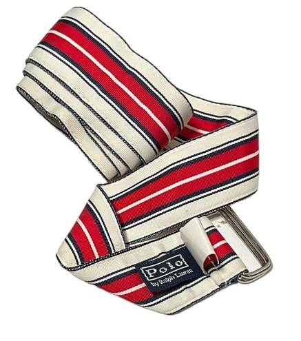 Polo  Ralph Lauren Red White Blue Nylon Striped Ribbon Belt