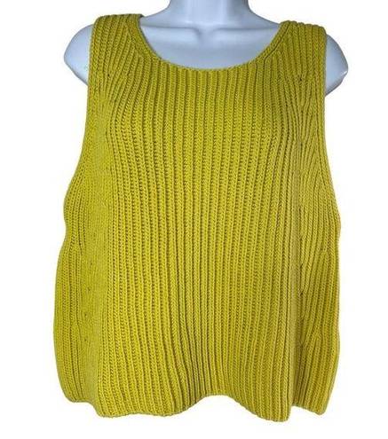 Vince  Women's Chartreuse Green Heavy Chunky Knitted Tank Top Vest Size Large