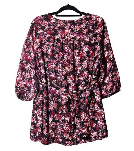 Isabel Maternity  Top Womens XXL Black Floral V Neck Floral Chiffon Top NEW