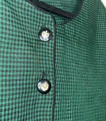 Houndstooth Vintage Lady Dorby Green  Button Up Blazer Jacket