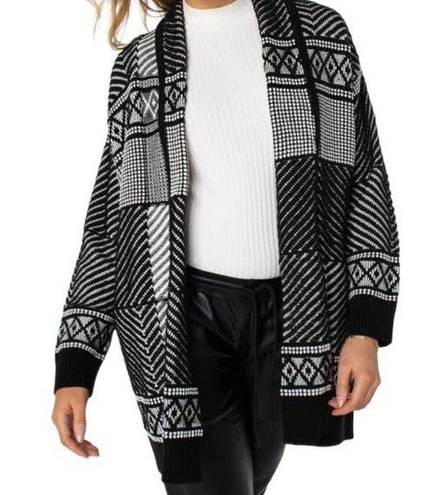 Liverpool NWT  Long Sleeve Open Front Cardigan Black & White Knit Size Small NEW