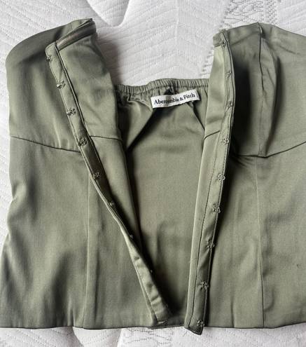 Abercrombie & Fitch, Tops, Olive Satin Hook And Eye Corset Top