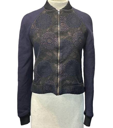 Martin Grant Paris Brocade Bomber Jacket in Blue 4 36 Womens Jacquard Coat Size undefined