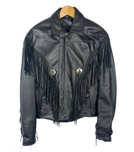 Gallery VTG LEATHER  Fringed Motorcycle Jacket S