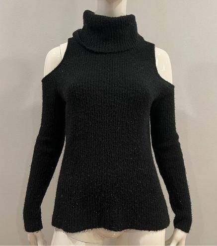 Pink Rose  Turtleneck Open Shoulder Sweater