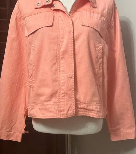 Treasure & Bond  Womens Jean Jacket Coral Waist Length Collar Pockets S NWOT