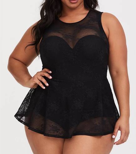 Plus Size - Black Faux Leather Lace-Up Peplum Top - Torrid