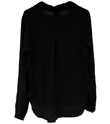 Pistola  Women's Black V-Neck Button-Up Shirt 3/4 Sleeve Loose Fit Casual Size S