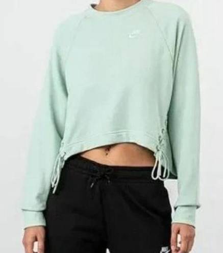 Nike  Women’s Mint Green Essential Lace up cropped crewneck sweatshirt size XL