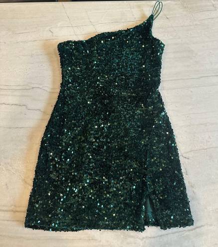 Midnight Doll Mini Green Sequin Velvet Dress