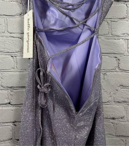 PromGirl  Rated PG Backless Sparkly Short Prom Dress Metallic Purple 6 NWT