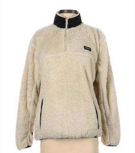 Zyia  Large Ivory Fuzzy Sherpa Pull Over Active Gear Warm Loungewear