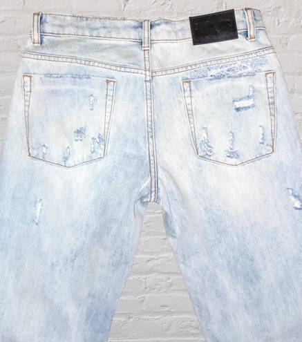 One Teaspoon One x  27 Awesome Baggies Destroyed Cuffed Hem Jeans Blue Heart