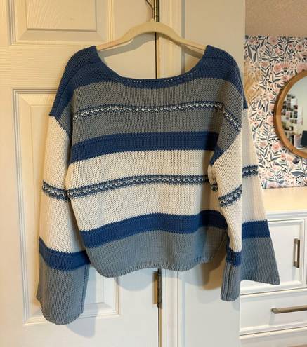 Sincerely Jules blue striped v neck sweater