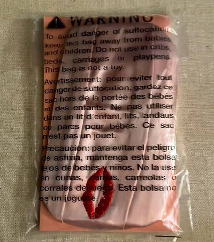 Silk resusable pink facemask with dark pink dtitched lips. Limited release. NWT