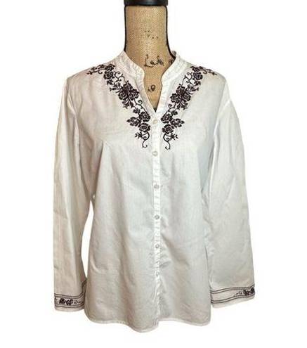 Cynthia Rowley Emma James Women’s Button Up Size 16 Embroidered Long Sleeves Top