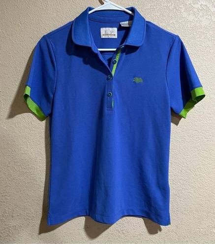 EP Pro  Tour Tech blue green short sleeve golf polo shirt M