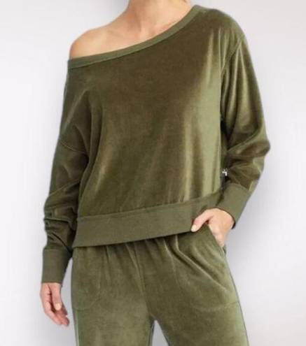 JoyLab Velour Sweatshirt Relaxed Fit Olive Green Medium