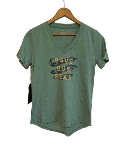 United by Blue NEW  "Save Our Seas" Mint Green V Neck Short Sleeve Tee Small