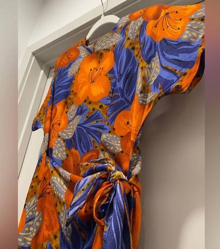 Jacqueline Ferrar VTG 80s 90s  Colorful Tropical Hawaiian Floral Wrap Dress - 14P