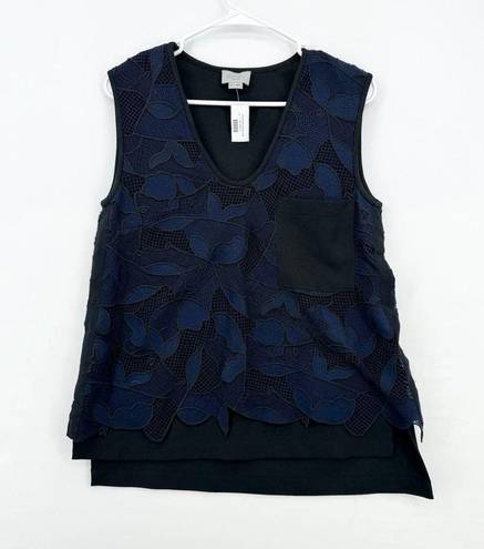 Jason Wu  GREY Women Sleeveless Layered Floral Lace Top, Blue Size 4