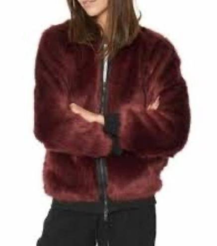 n:philanthropy PHILANTHROPY NWOT Burgundy Anouk Faux Fur Bomber Double Zip Jacket Coat XS