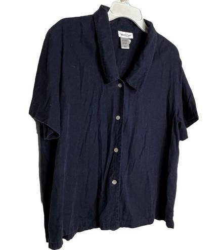 Coldwater Creek  Linen Blend Navy Shirt