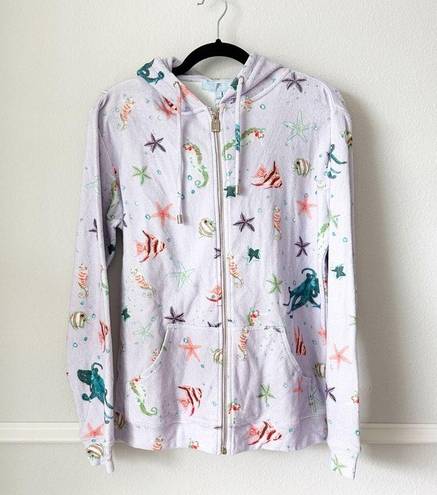 Hill House NWT  The Allie Zip-Up Jacket in Sea Creatures Lilac sz XS