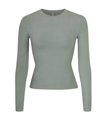 SKIMS COTTON JERSEY LONG SLEEVE TSHIRT MINERAL SMALL