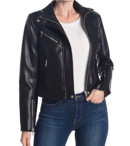 BLANK NYC  Faux Leather Vegan Friendly Moto Biker Jacket Black Size Large