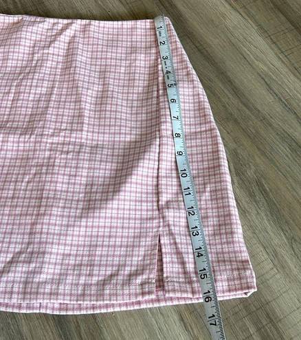 Brandy Melville  Pink Plaid High Waisted Skirt