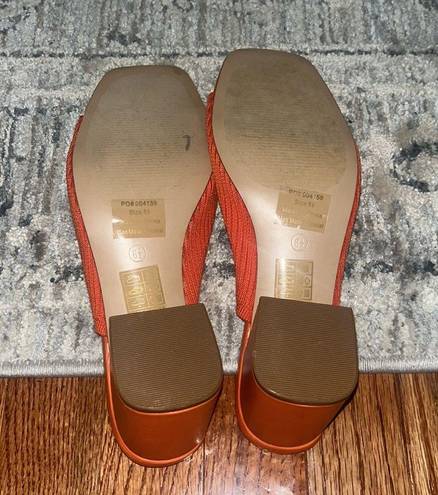 Orange Heeled Mule Sandal Size 8.5