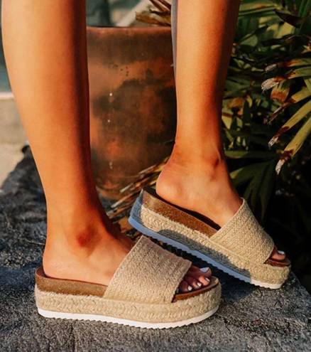 Soda Raffia Woven Espadrille Wedge