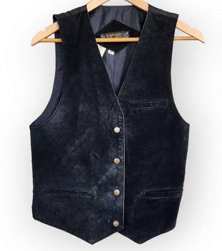 American Vintage Vintage Western Don't Stop Black Leather Button Down Vest M