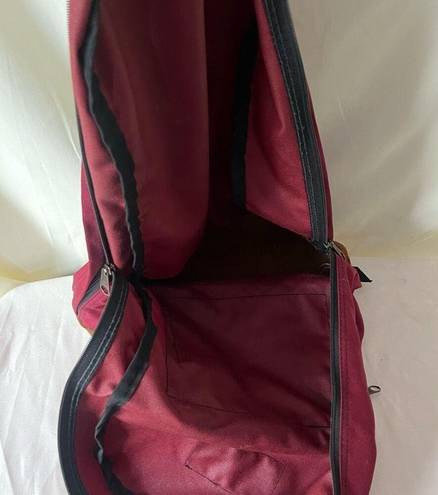 Jansport Vintage 90s  Backpack Suede Leather Bottom Maroon Red Floral Unisex