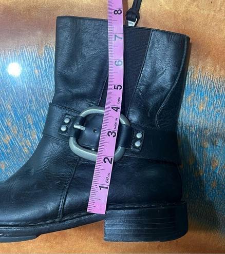 Fossil  Black Leather Buckle Moto Biker Harness Boots size 8