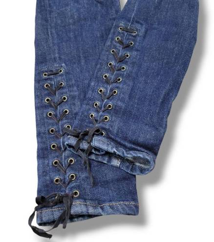  Jeans Size 25 /0 W27"xL31" Gap 1969 Legging Jean Lace Up At Ankle Blue Denim Pants 